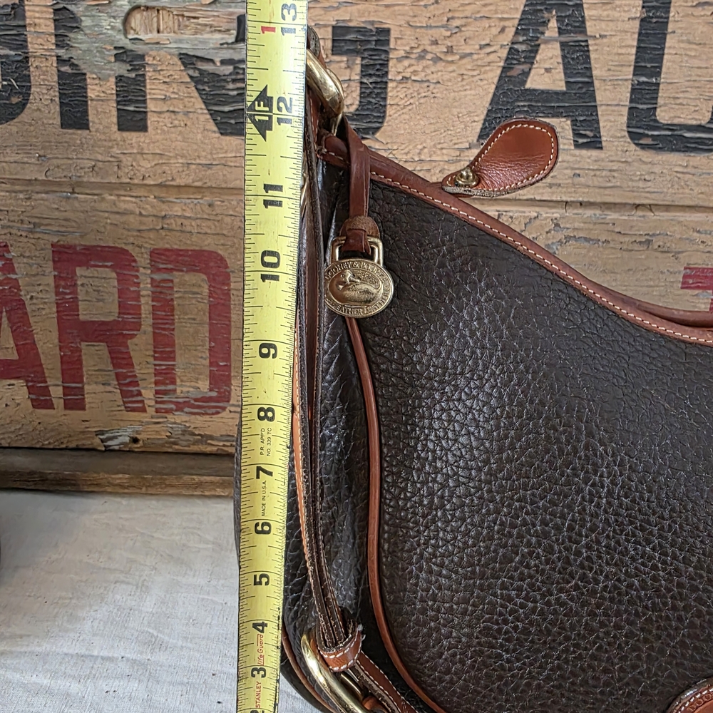 Vintage Dooney & Bourke Brown All Weather Leather Crescent Hobo - Picture 2 of 16